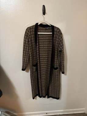 Karl Lagerfeld Paris Women's Metallic Tweed Jacquard Duster Cardigan